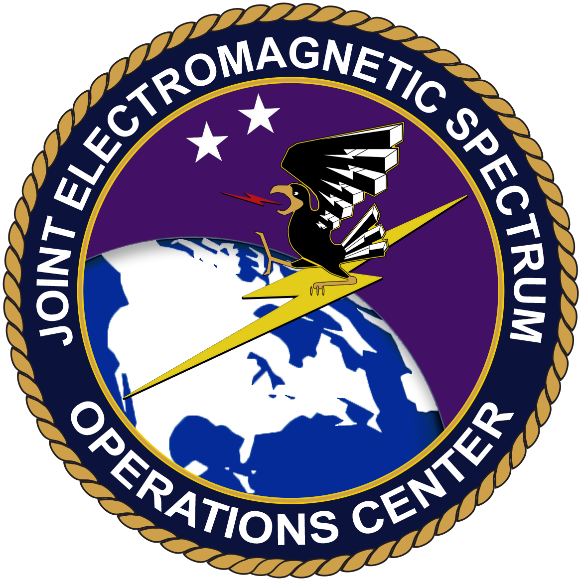 The emblem of USSTRATCOM's Joint Electromagnetic Spectrum Operations Center.